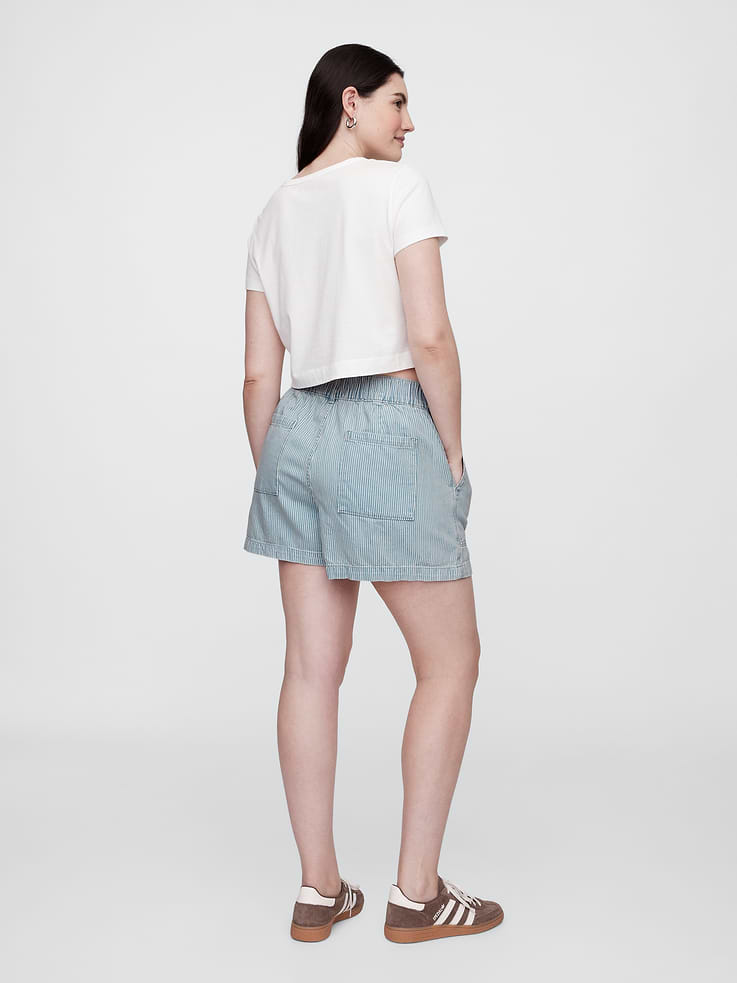 Image number 6 showing, 4" High Rise SuperSoft Denim Utility Shorts