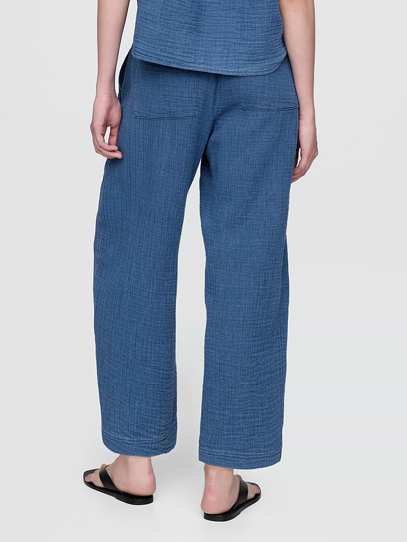 Cotton Gauze Denim Easy Barrel Pants