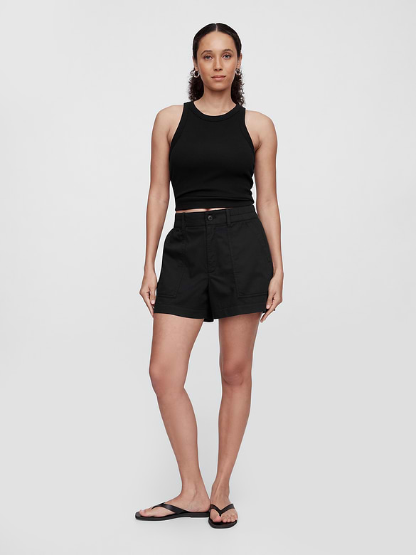 High Rise 4" Khaki Girlfriend Shorts