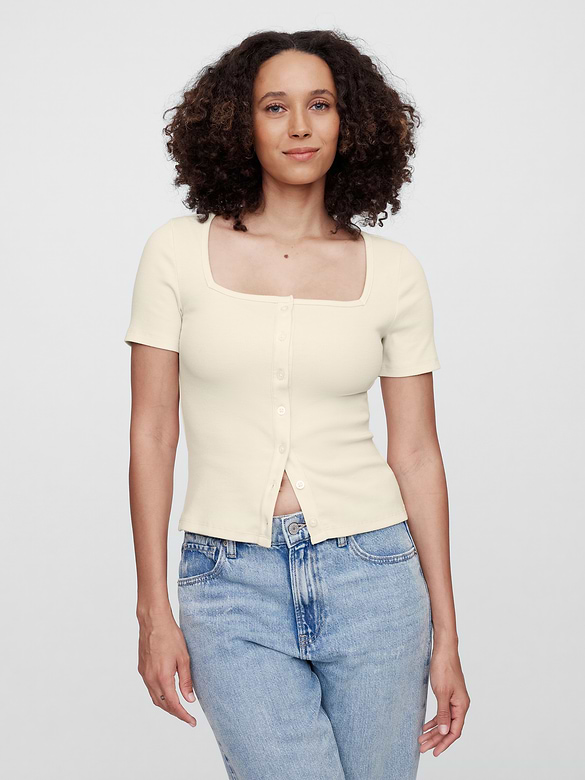 Ribbed Squareneck Top