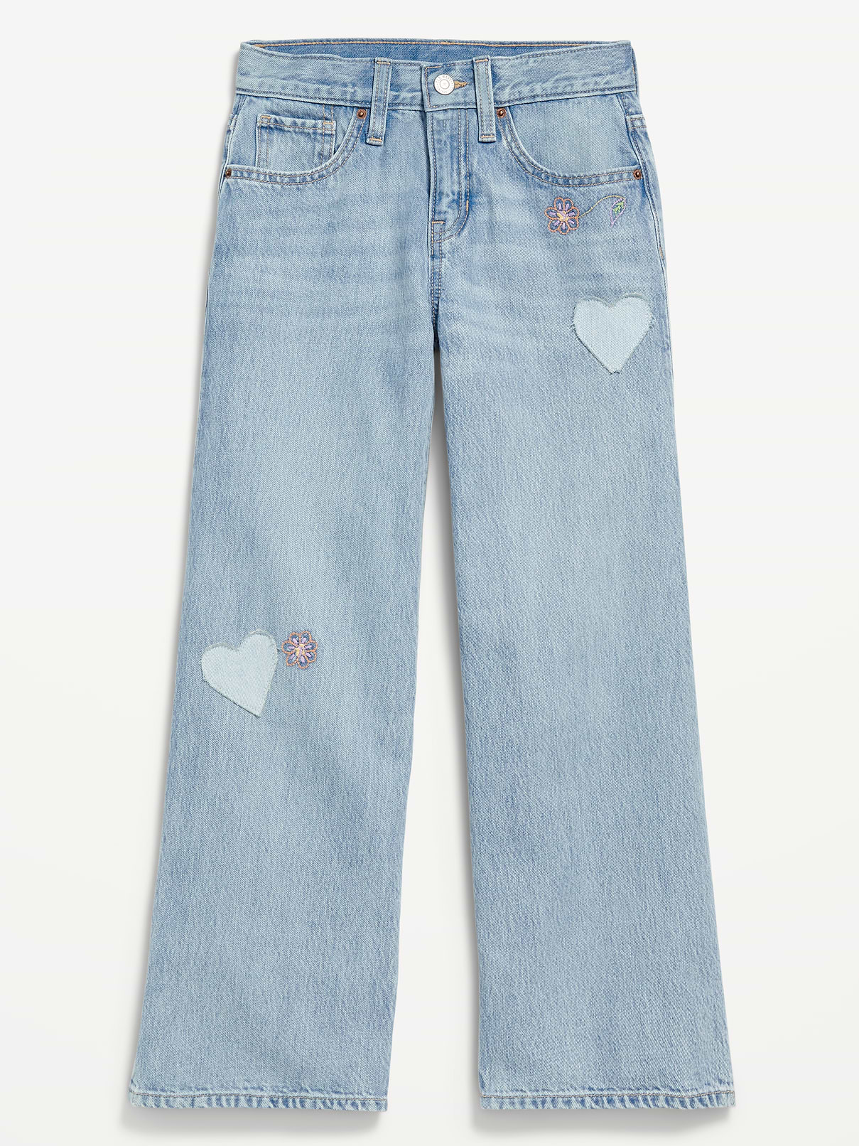 Image number 4 showing, Super Baggy Wide-Leg Embroidered Jeans for Girls