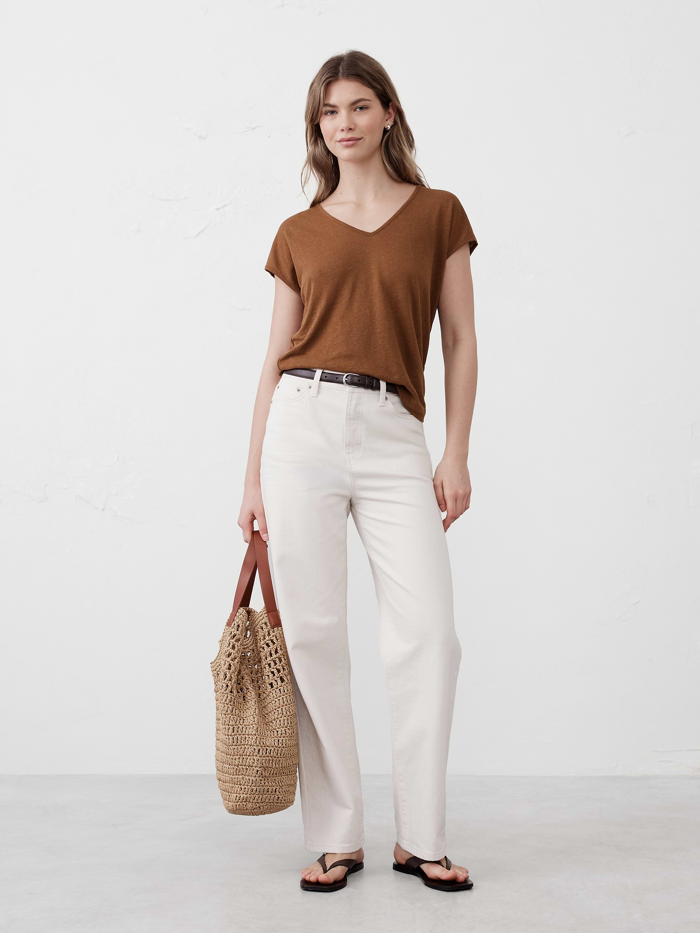 Image number 1 showing, Linen-Blend Top