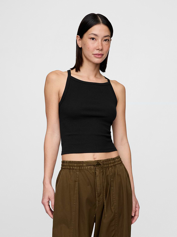 Modern Apron-Neck Crop Tank Top