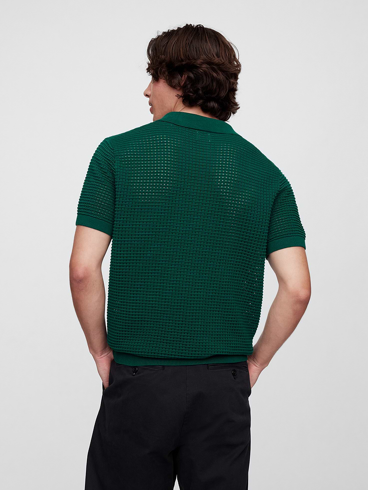 Image number 2 showing, Crochet Johnny Collar Polo Shirt