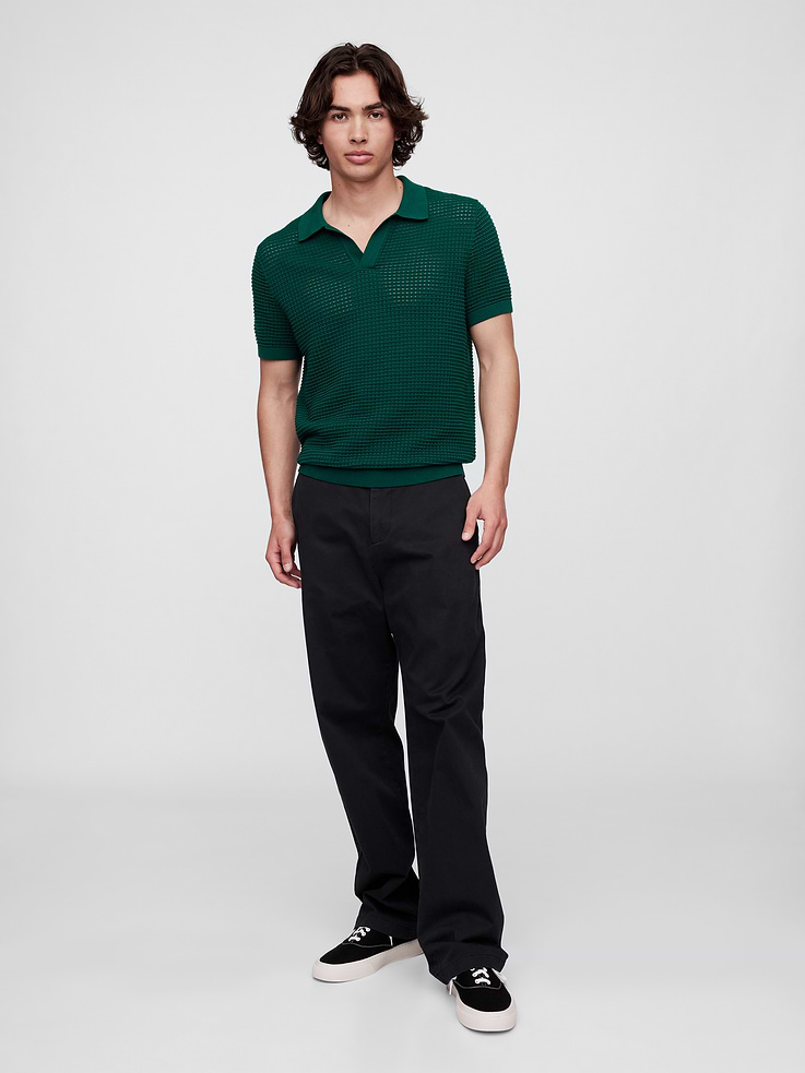 Image number 3 showing, Crochet Johnny Collar Polo Shirt