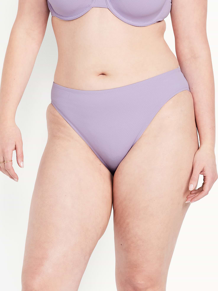Image number 5 showing, Mid-Rise Textured Bikini Swim Bottoms