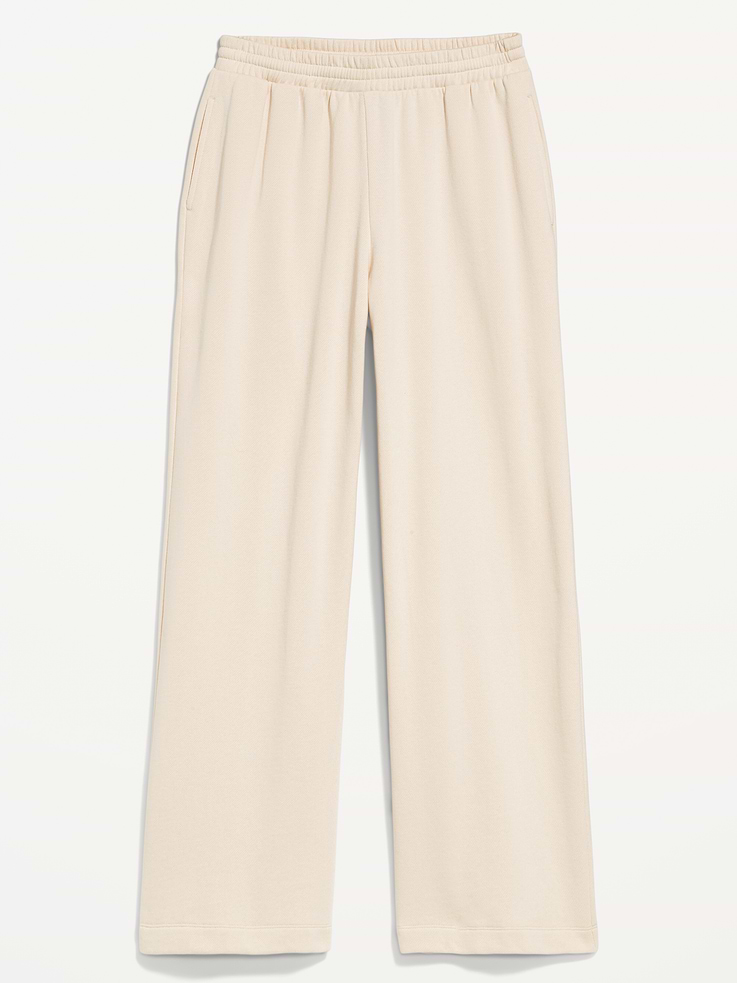Image 5 de 7, Pantalon en coton ouaté à jambe large et à taille haute PurConfort