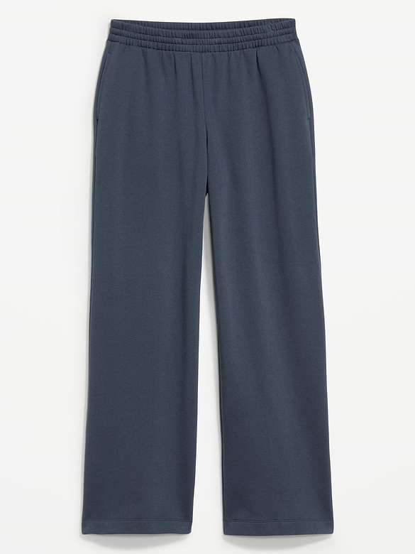 Pantalon en coton ouaté à jambe large et à taille haute PurConfort