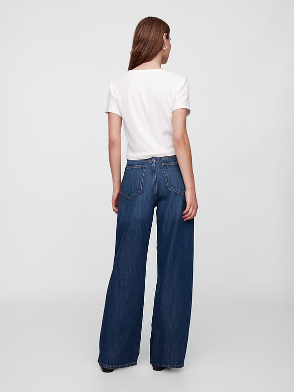 High Rise SuperSoft Studded Wide-Leg Jeans