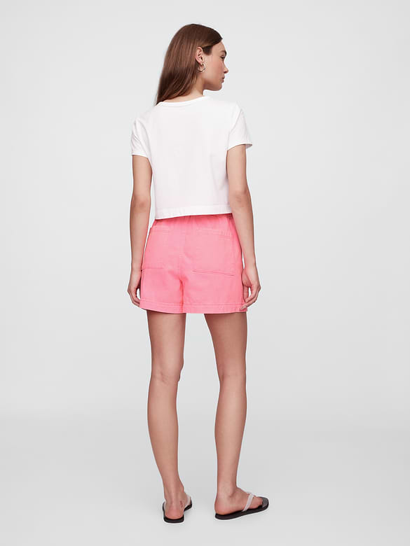 4" High Rise SuperSoft Denim Utility Shorts