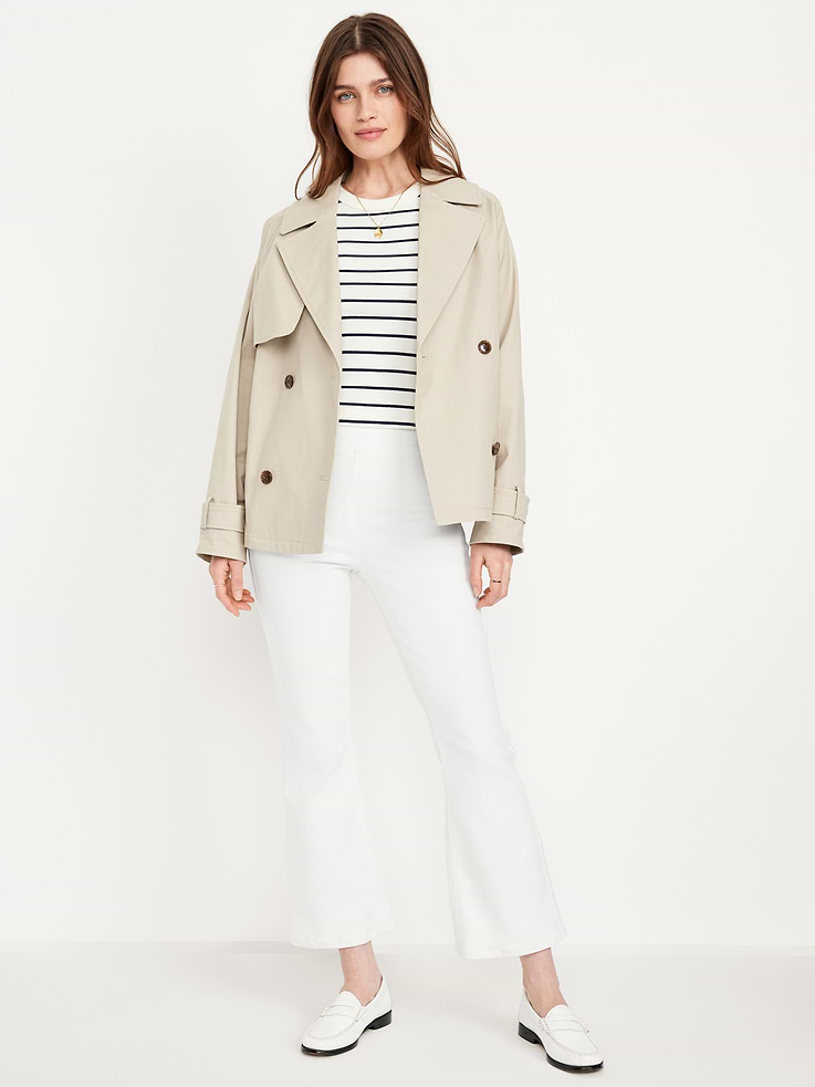 Image number 1 showing, High-Waisted Weekender Pull-On Crop Flare Jeans