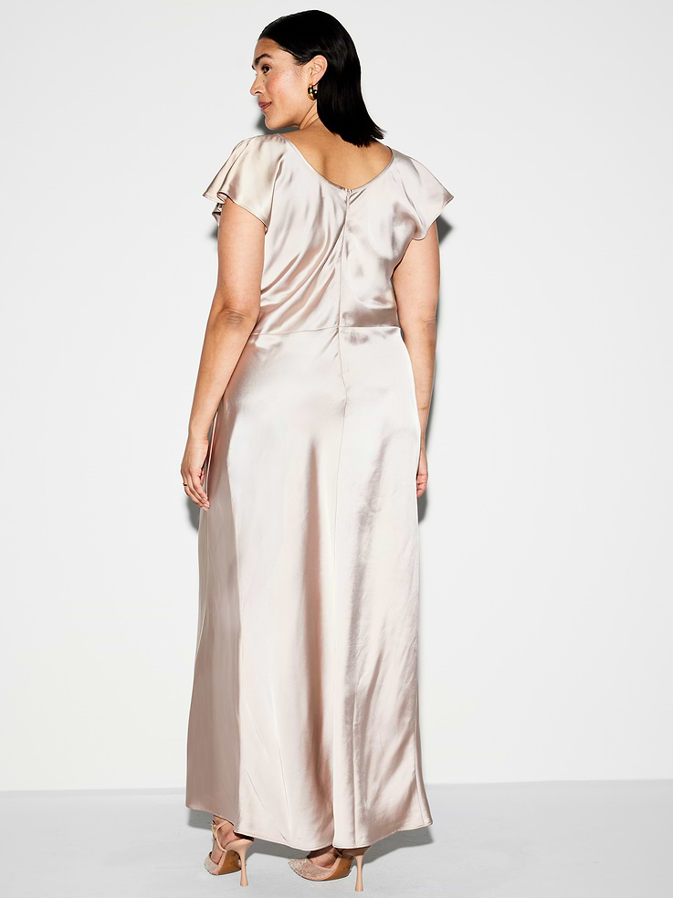 Image number 10 showing, The Occasion by Old Navy Flutter-Sleeve Keyhole Satin Maxi Dress