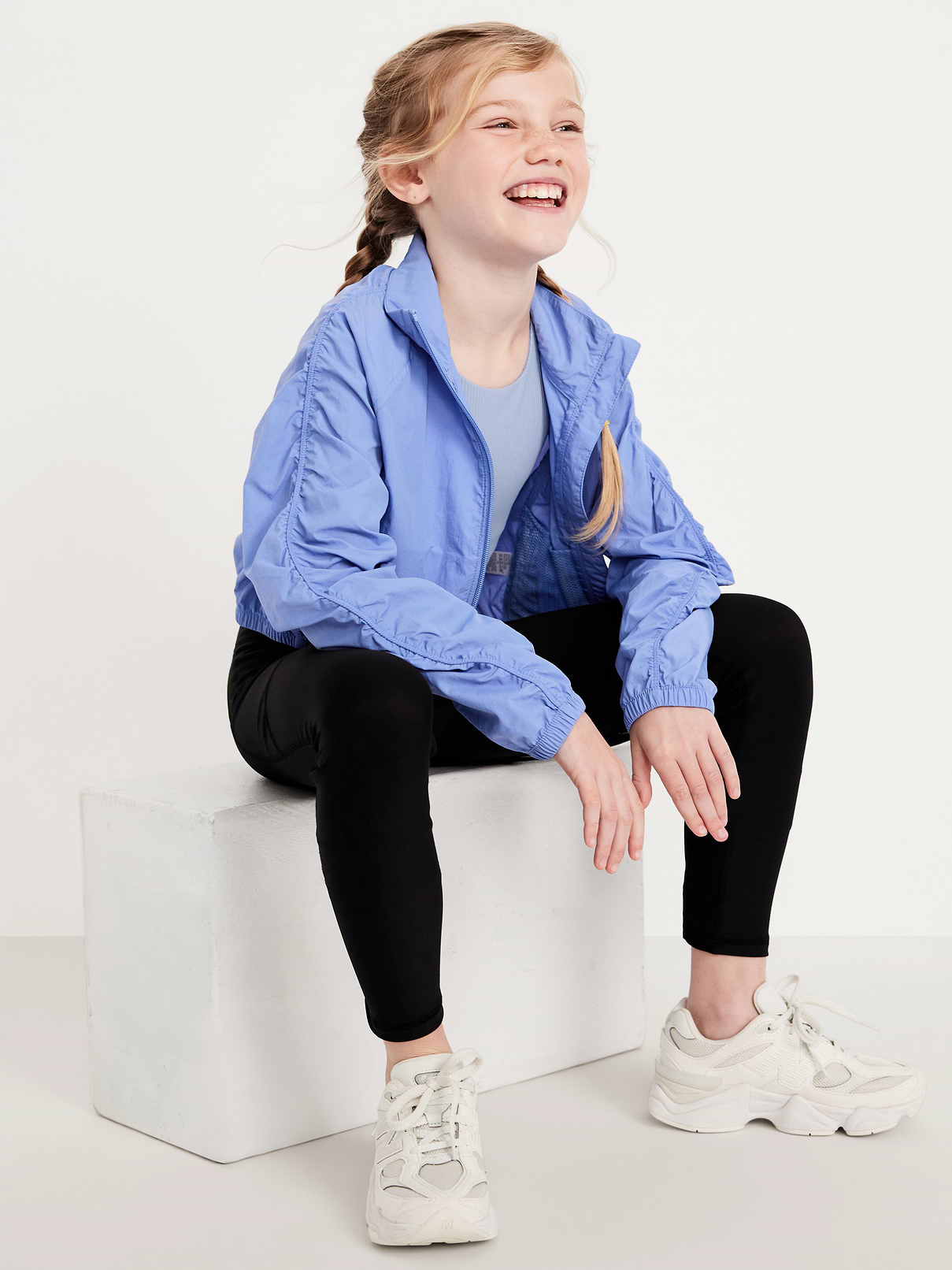 Image number 3 showing, High-Waisted PowerSoft 7/8-Length Side-Pocket Leggings for Girls