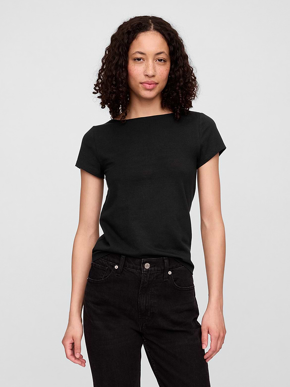 Boatneck Open-Back T-Shirt