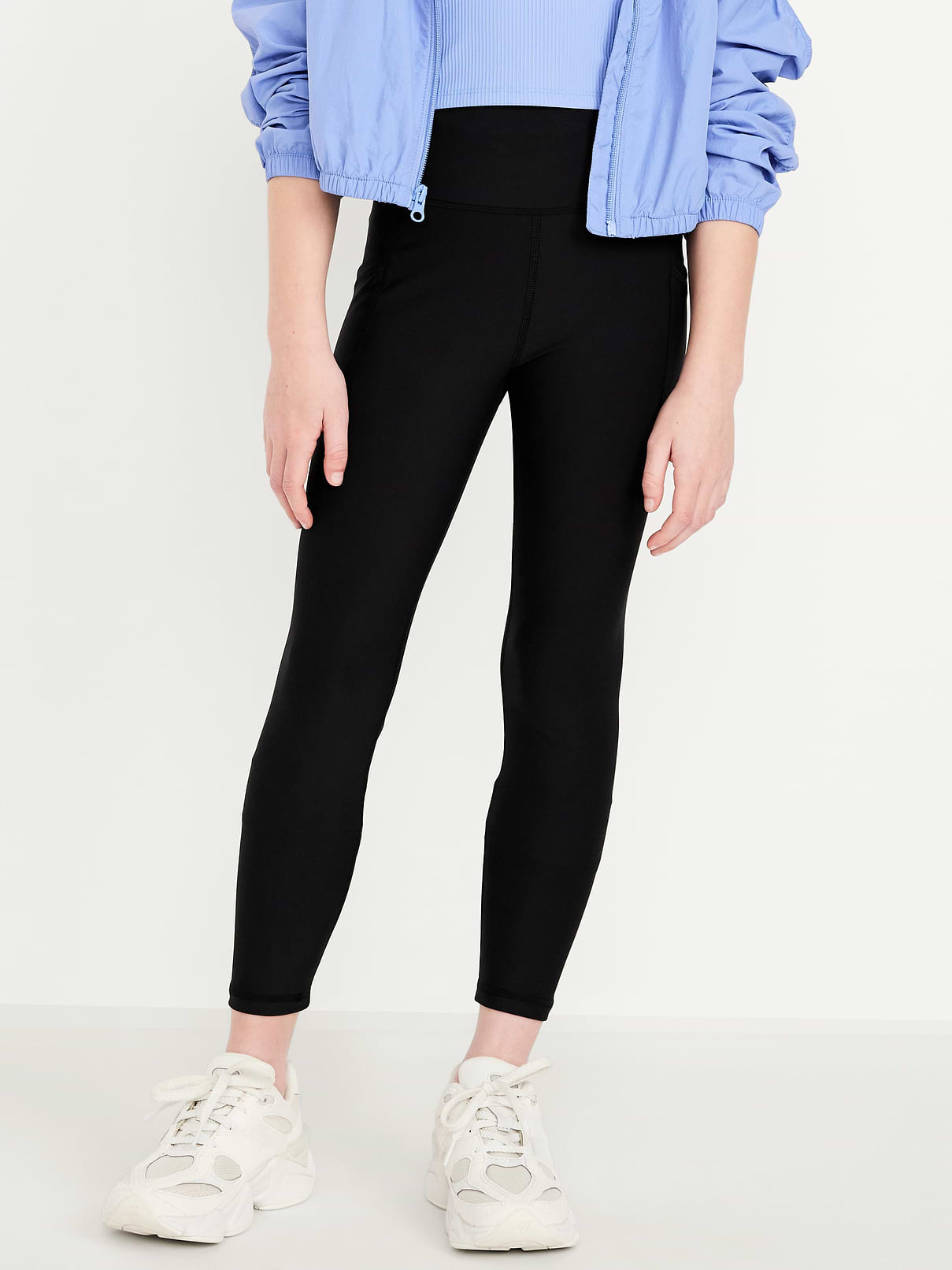 Image number 1 showing, High-Waisted PowerSoft 7/8-Length Side-Pocket Leggings for Girls