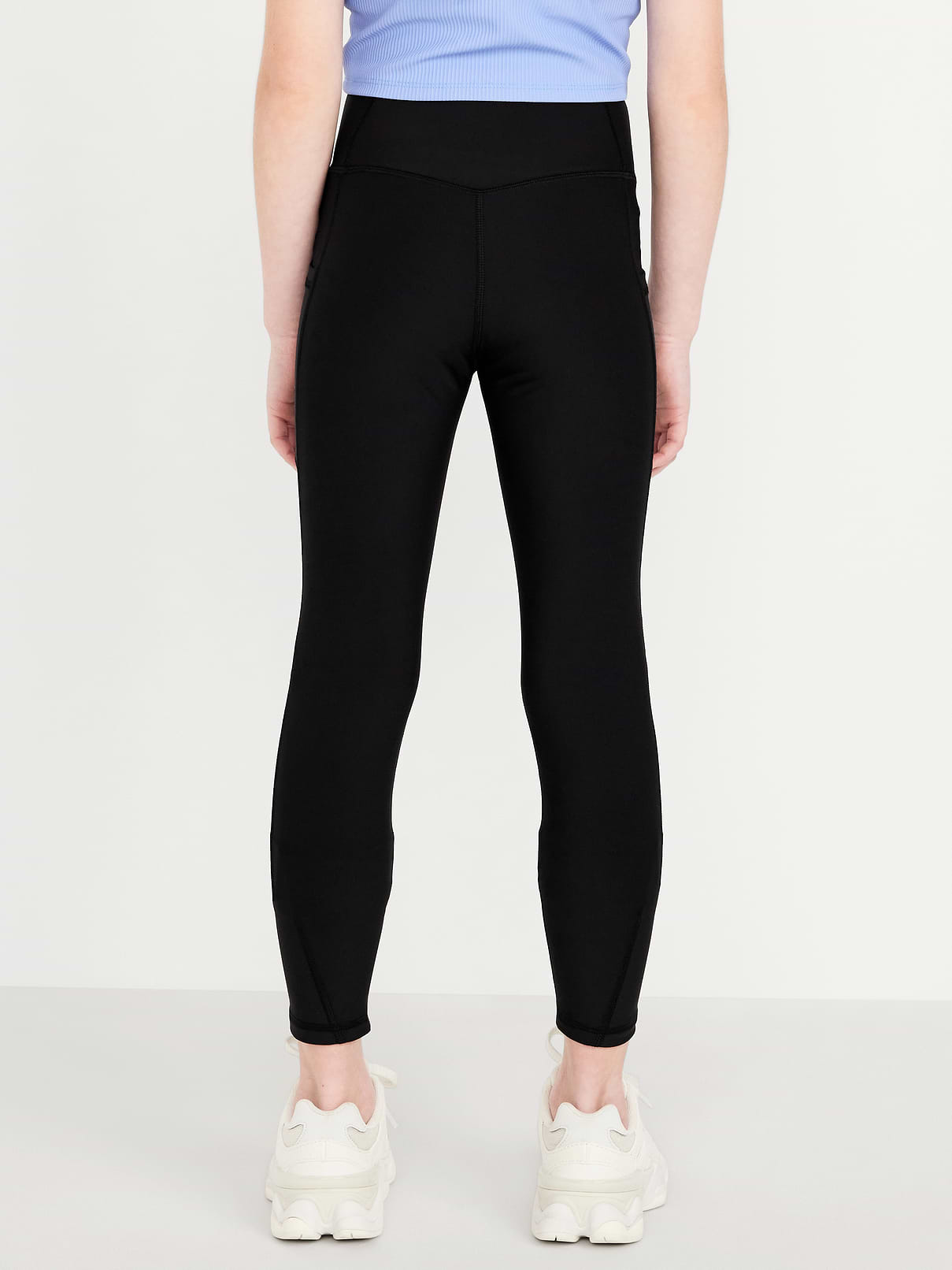 Image number 2 showing, High-Waisted PowerSoft 7/8-Length Side-Pocket Leggings for Girls