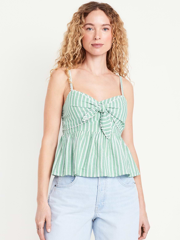 Fit & Flare Seersucker Peplum Top