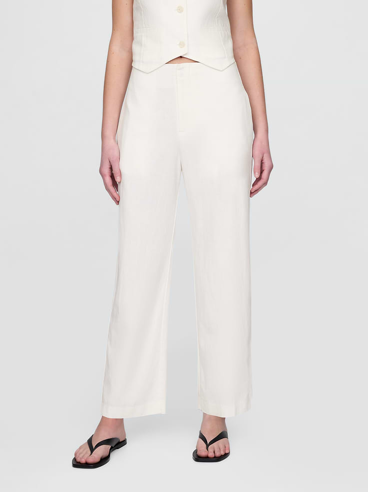 Image number 2 showing, Linen-Blend Relaxed Straight Ankle Pants