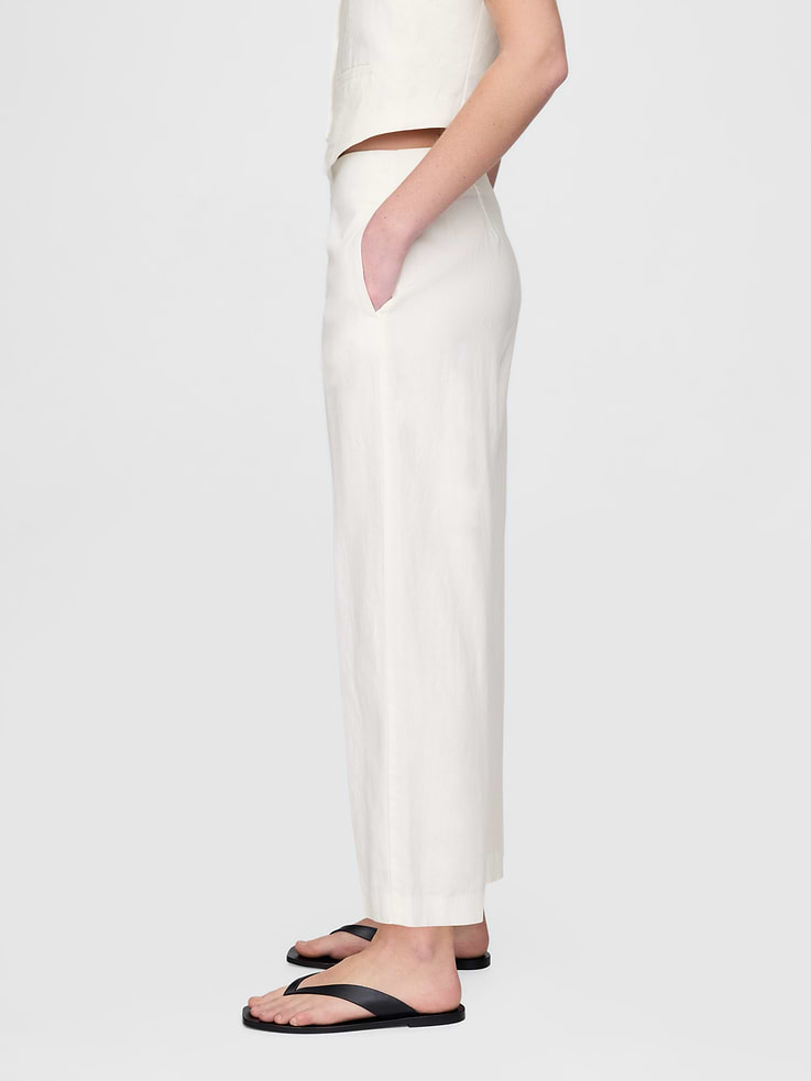 Image number 3 showing, Linen-Blend Relaxed Straight Ankle Pants