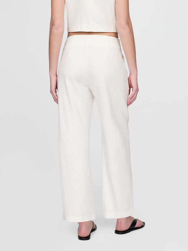 Image number 4 showing, Linen-Blend Relaxed Straight Ankle Pants