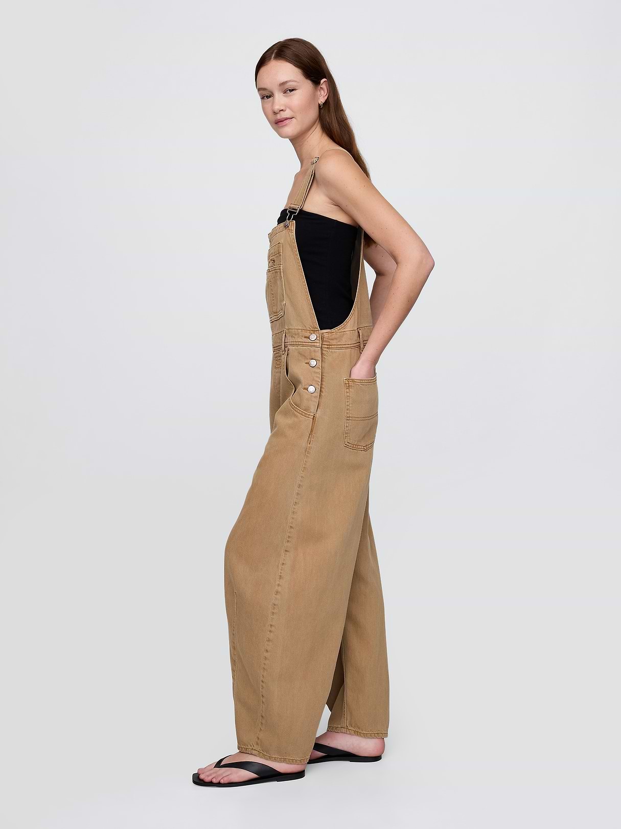 UltraSoft Denim Horseshoe Overalls | Gap