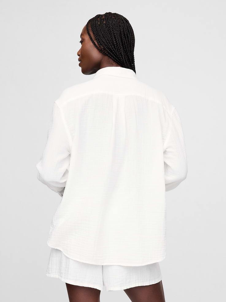 Image number 3 showing, Cotton Gauze Button-Down Shirt