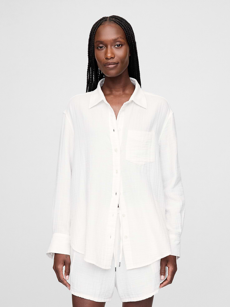 Image number 1 showing, Cotton Gauze Button-Down Shirt