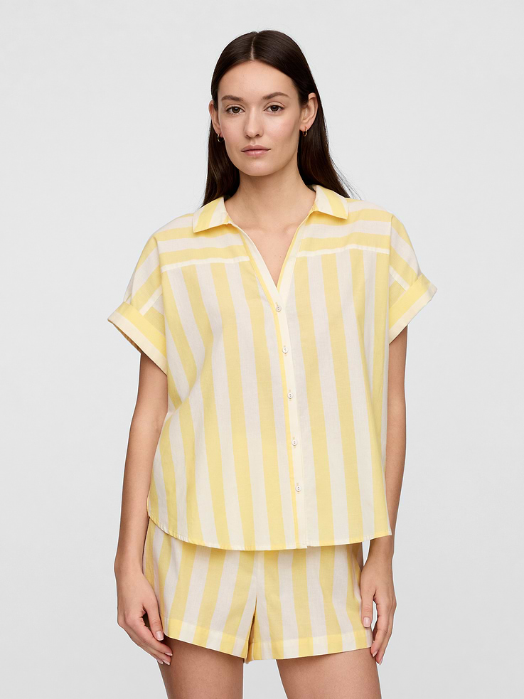 Image number 1 showing, Relaxed Stripe Poplin PJ Shirt