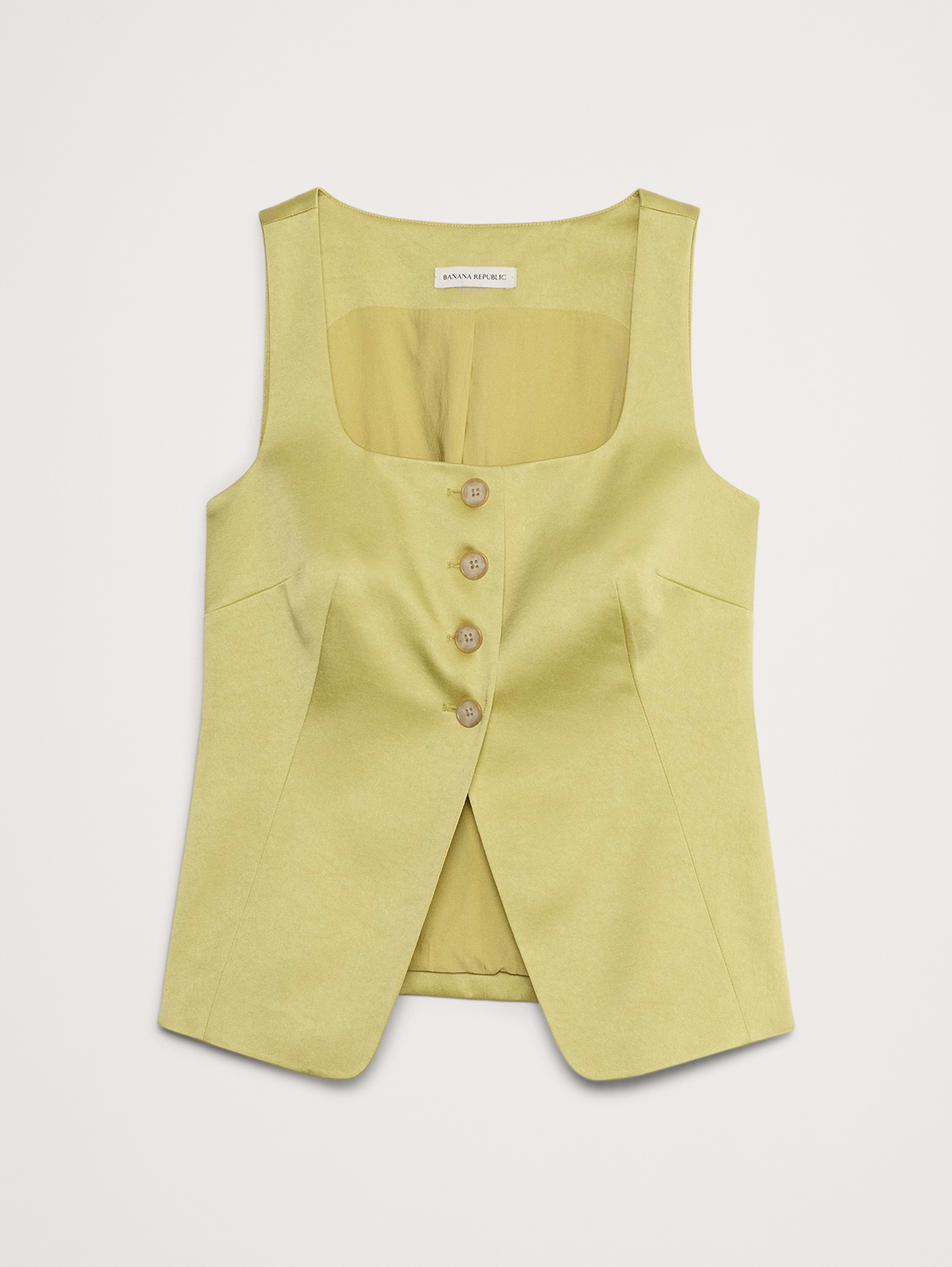 L'image numéro 5 présente Gilet long à encolure carrée en satin