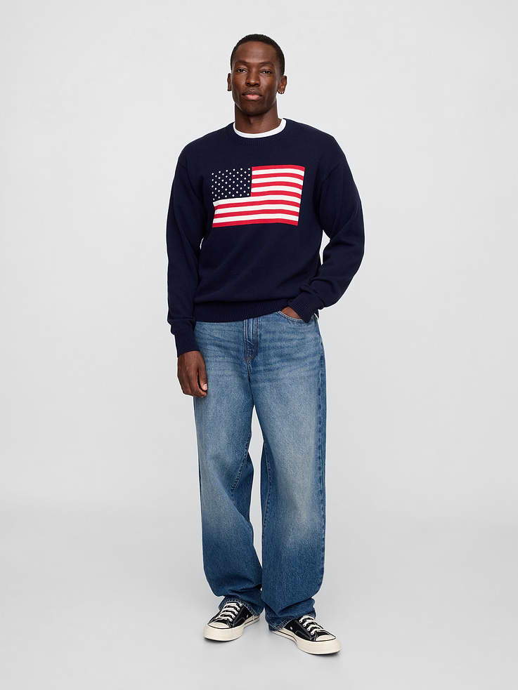 Image 3 of 5, Relaxed Americana Intarsia Sweater