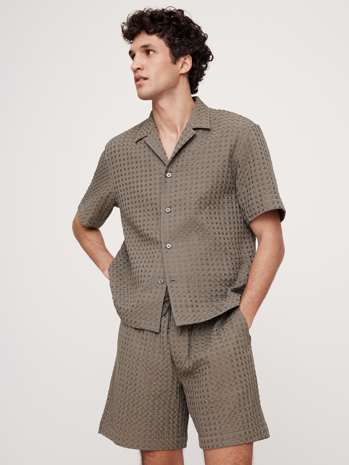 Image number 1 showing, Waffle Cotton Resort Shirt