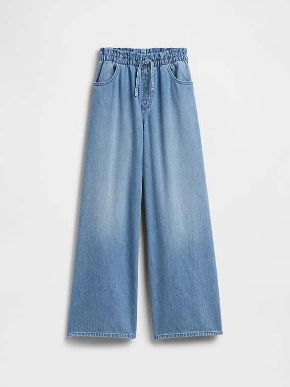 Kids High Rise Pull-On Paperbag Baggy Jeans