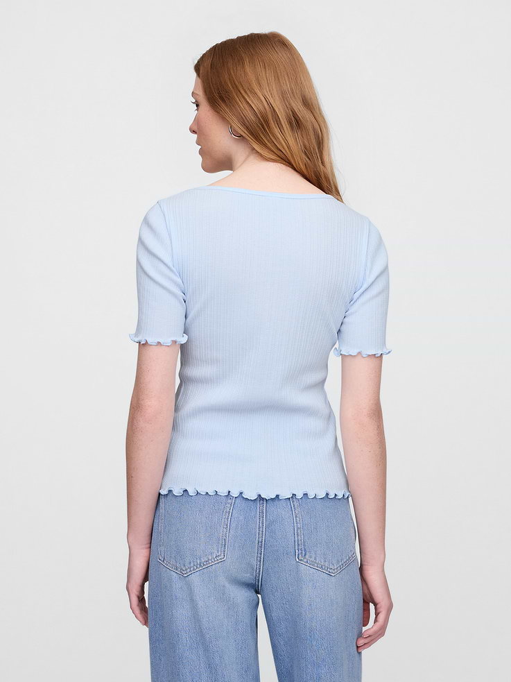 Image 2 of 5, Ribbed Pointelle Ruched Top