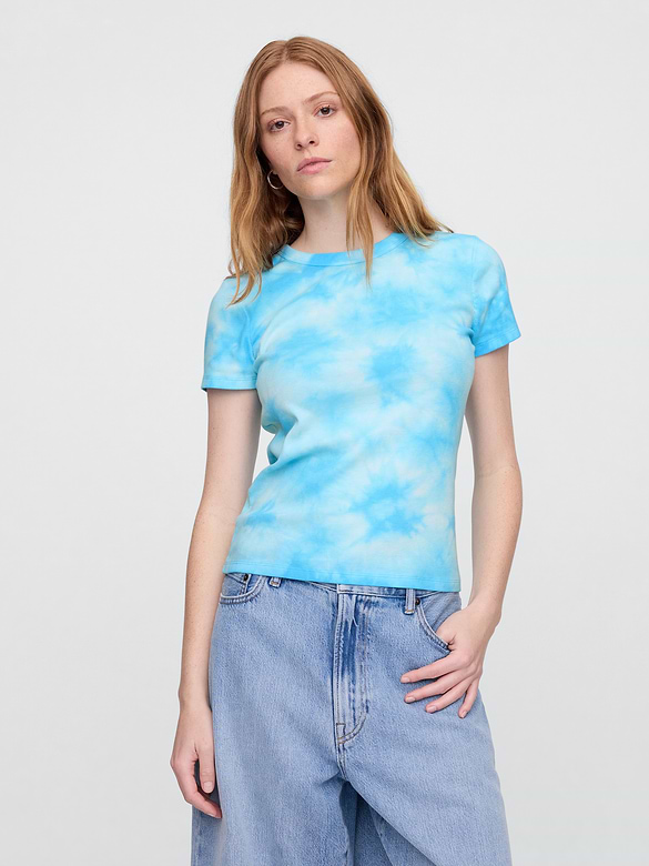 Ribbed Tie-Dye Crewneck T-Shirt