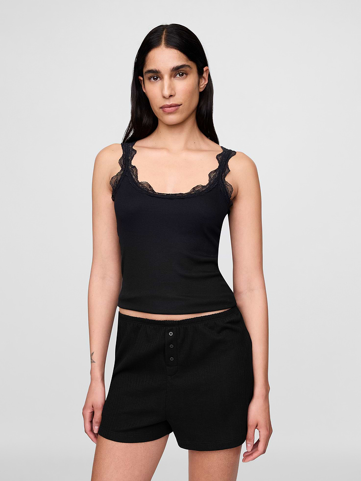 Image number 1 showing, Mini Rib Lace PJ Tank Top