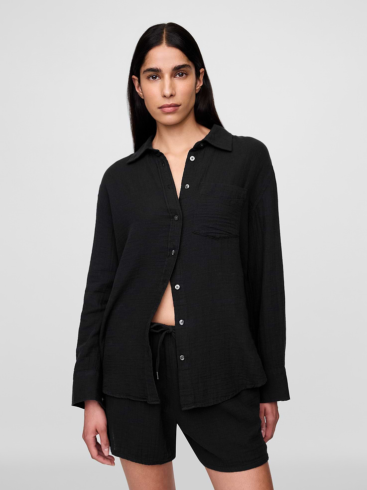 Image number 1 showing, Cotton Gauze Button-Down Shirt