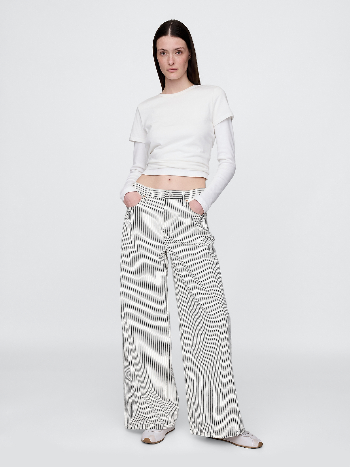 Mid Rise Denim Stripe Baggy Jeans | Gap