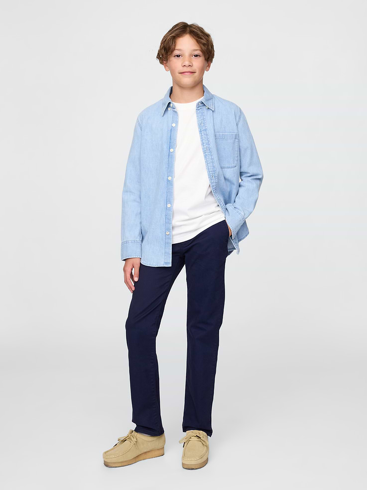 Image number 1 showing, Kids Uniform Stretch Straight Khakis