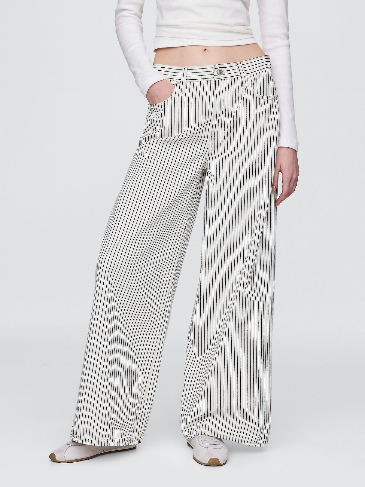 Mid Rise Denim Stripe Baggy Jeans | Gap