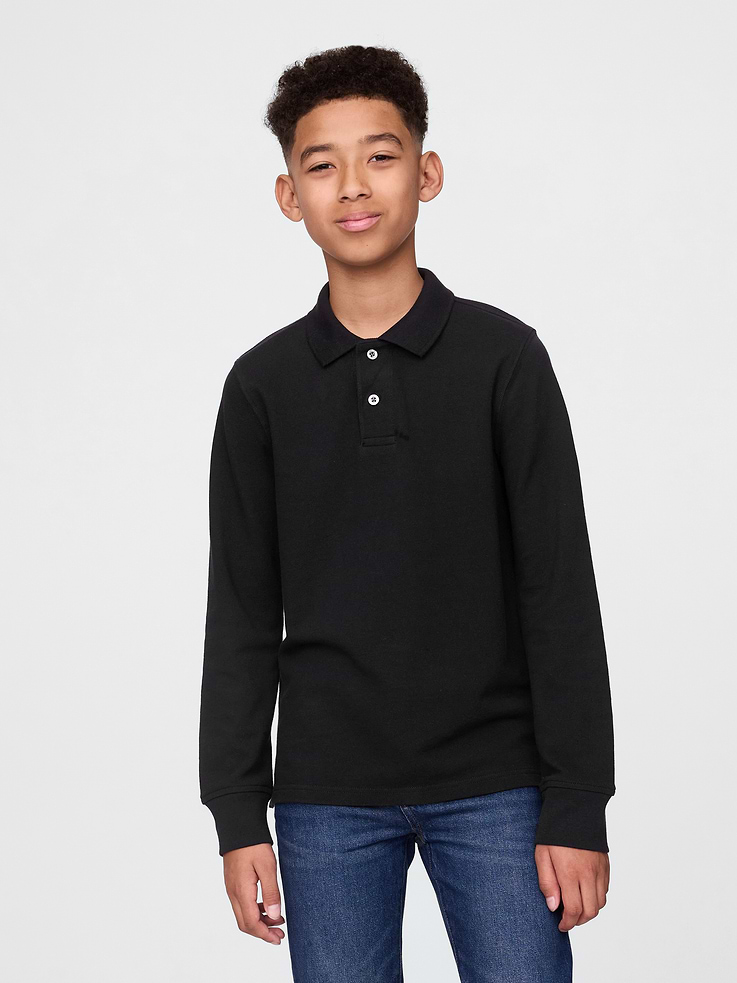 Image number 1 showing, Kids Organic Cotton Uniform Polo Shirt