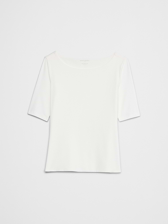 Soft Stretch Elbow-Sleeve Top