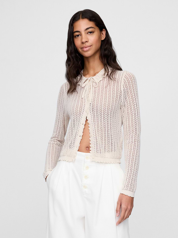 Gap × DÔEN Linen-Blend Pointelle Cardigan