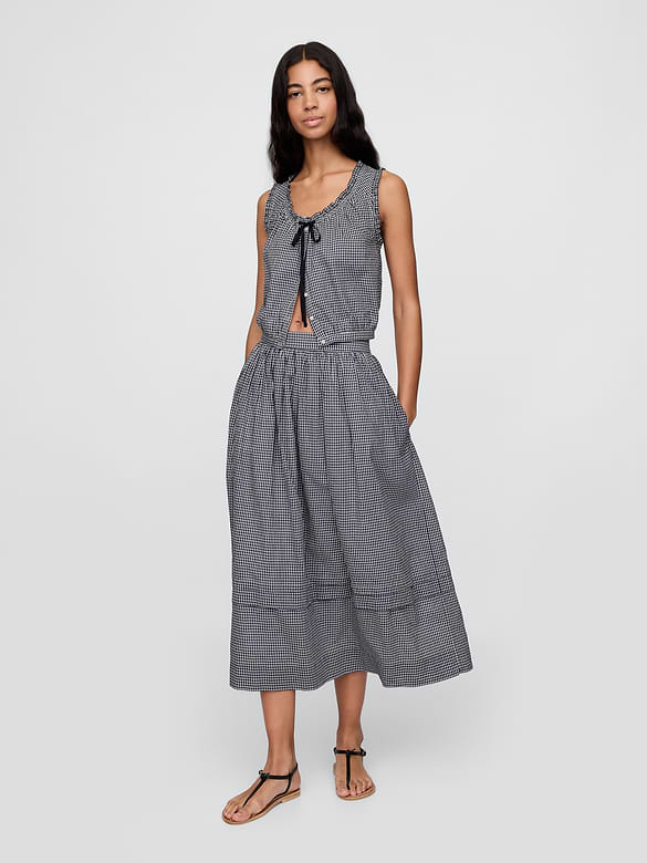 Gap × DÔEN Gingham Midi Skirt