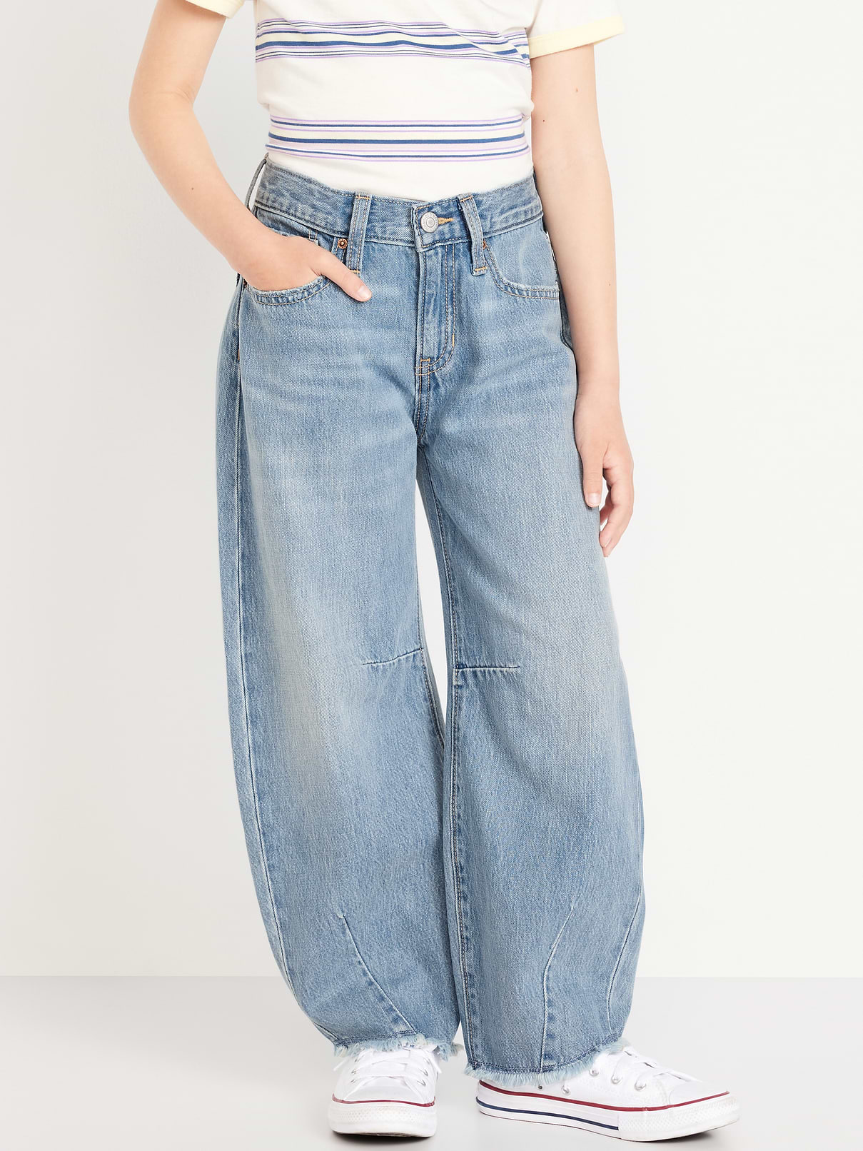 Image number 1 showing, Super Baggy Barrel-Leg Jeans for Girls