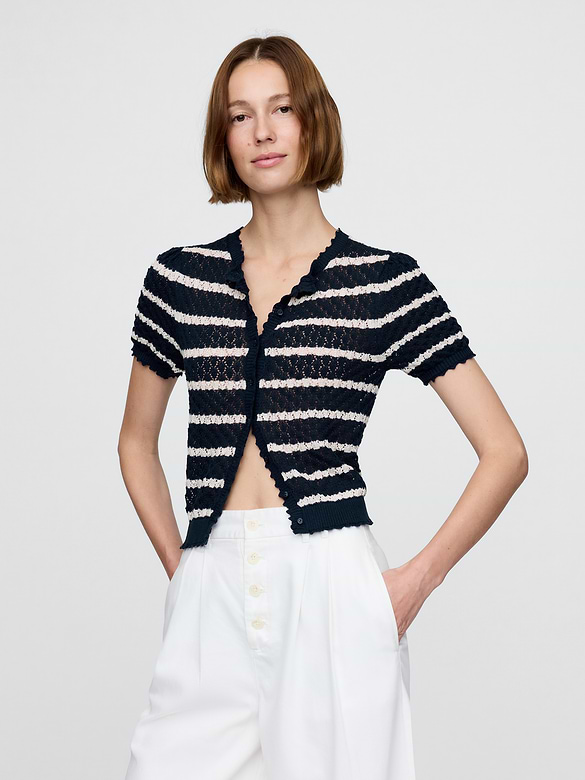Gap × DÔEN Linen-Blend Pointelle Cardigan