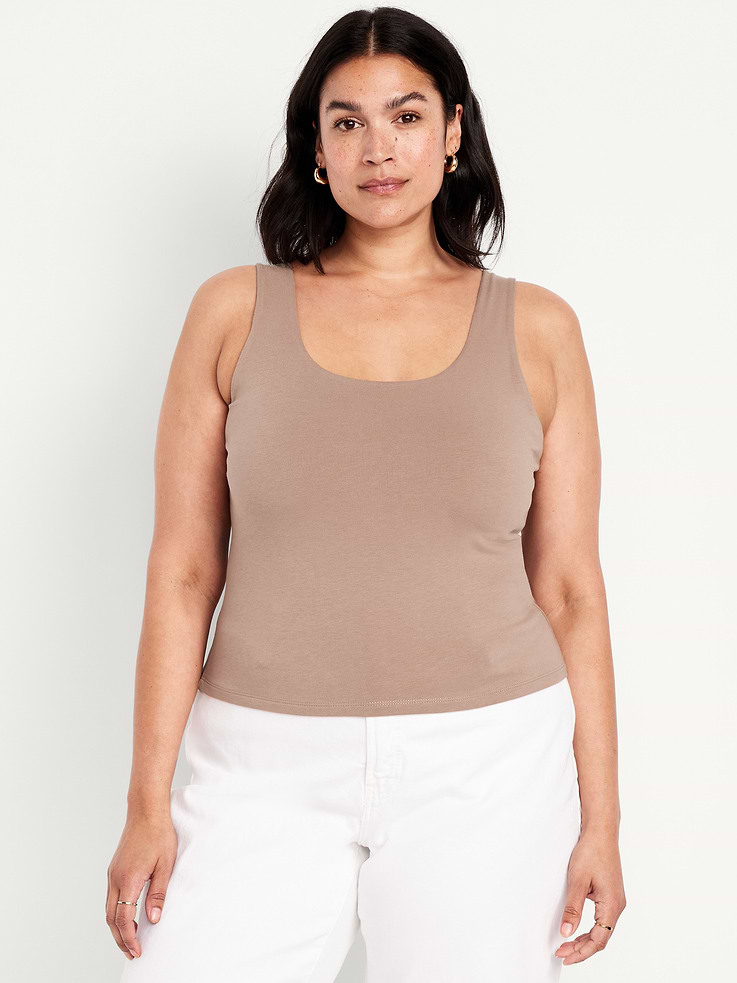 Image number 6 showing, Hug Double-Layer Scoop-Neck Tank Top