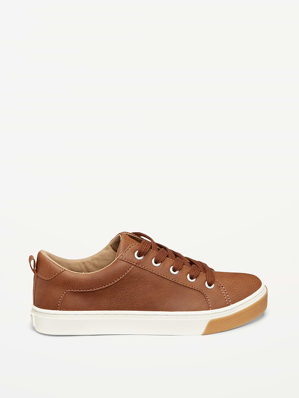 Chaussures de sport en similicuir à lacets unisexes pour enfant