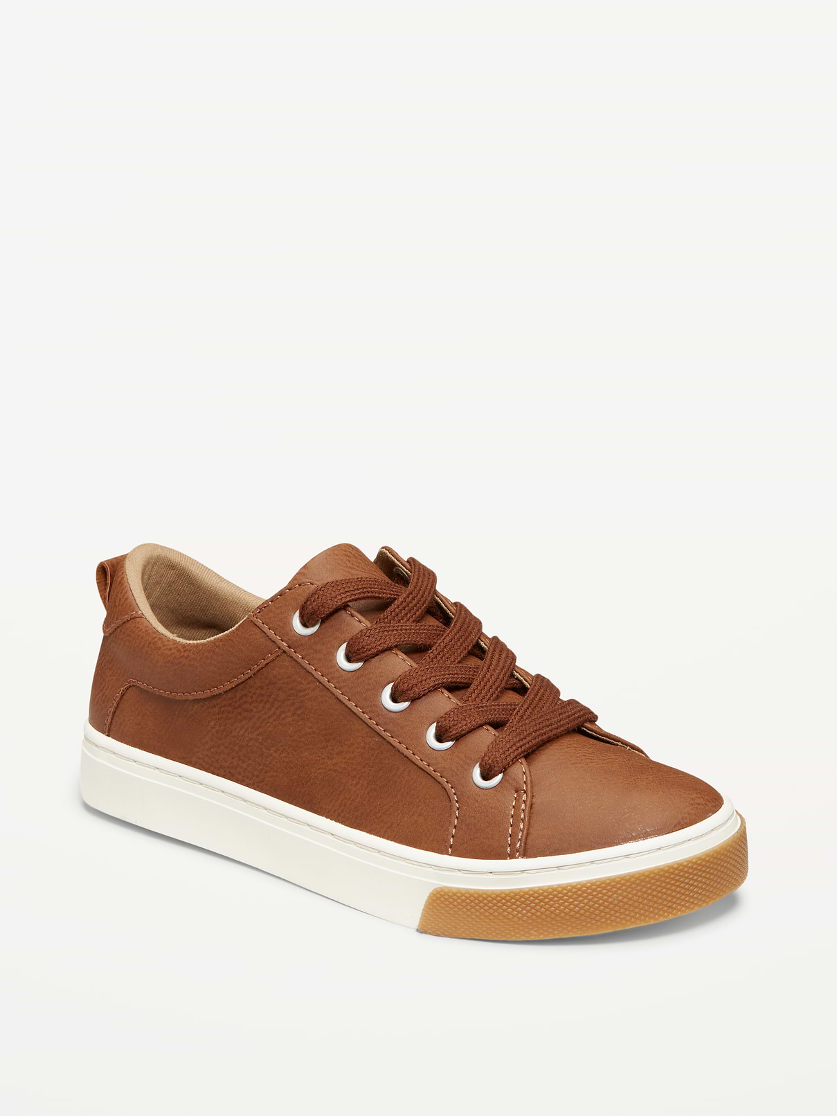 Image number 1 showing, Faux-Leather Gender-Neutral Lace-Up Sneakers for Kids