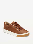 Image number 1 showing, Faux-Leather Gender-Neutral Lace-Up Sneakers for Kids