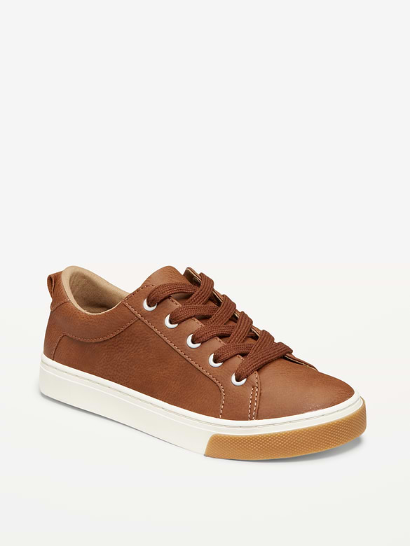 Chaussures de sport en similicuir à lacets unisexes pour enfant